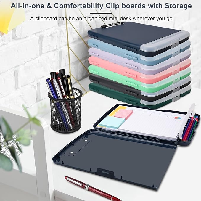 SFLHHDM Storage Clipboard with Pen Holder, High Capacity Clipboards for Classroom, Clip Boards 8.5x11 with Storage, Low-Profile Clip, Lightweight Plastic Clipboard for Kids, Lawers, Office Workers