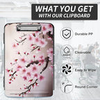 File Clipboard Storage with Pen Holder High Capacity Plastic Nursing Clipboards File Folder Storage Box Clipboard with Heavy Duty Clips for Teacher,Doctor,Offices-Cherry Blossom