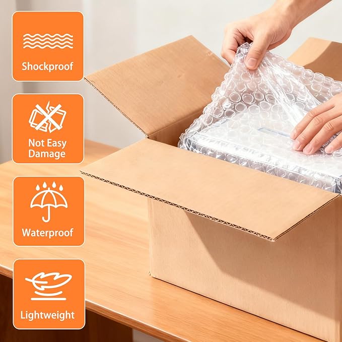 Cheardia 40 Pack Bubble Out Bags, Double Walled Clear Bubble Pouches Wrap Bag, Thickening Cushioning Packaging Bags for Moving, Shipping, Storage Packing Fragile Items, 12 x 12 Inches