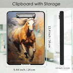 Clipboard with Storage,Office Supplies Nursing Clipboards Folder with Pen Holder Plastic Foldable Clip Board with Storage for Nurse Teacher,Galloping Horse