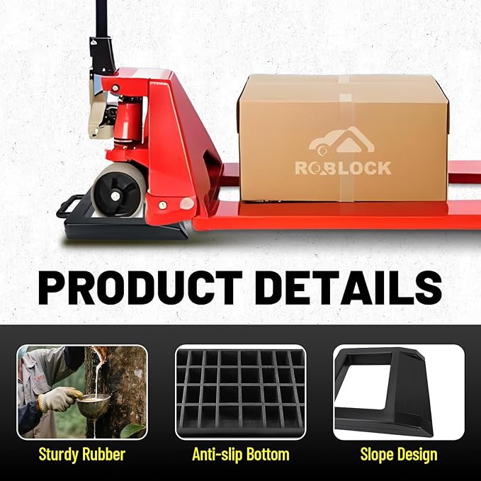 ROBLOCK 2 Pack Rubber Pallet Jack Chock Heavy Duty Wheel Chock, Pallet Jack Stopper for Truck 14.2" Length x 11.2" Width x 2" Height (Black)