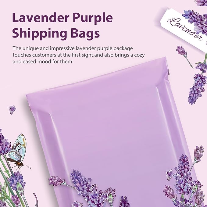 Fuxury 500 Pcs Poly Mailers 14.5x19 Inch, Bulk Shipping Bags for Clothing, Strong Adhesive Shipping Envelopes for Small Business Suppliers,Waterproof Mailers Poly Bags Mailing Envelopes Purple
