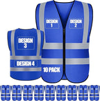Custom Safety Vest with Logo Pockets High Visibility Reflective Vests Construction Security Workwear