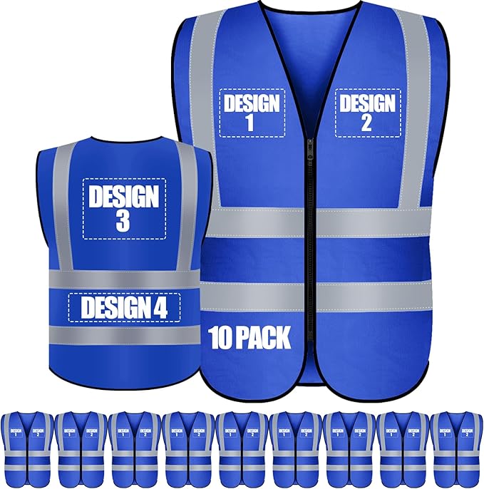 Custom Safety Vest with Logo Pockets High Visibility Reflective Vests Construction Security Workwear