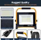 Work Lights with Stand, 1 Head LED Work Light, with Adjustable and Foldable Tripod Stand, Waterproof Lamp with Individual Switch with 6500 Kelvin Color Temperature (1 Adjustable Head)