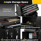 Goplus Tool Chest, 6 Drawers 3-in-1 Extra Large Tool Storage Cabinet with 4” Universal Lockable Wheels, Auto Lock, Protective Liner, Heavy Duty Rolling Tool Box for Garage, Workshop