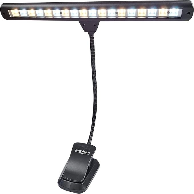 Extra Wide Clip-On Music Stand Orchestra Light- 18 LED Rechargeable USB Piano, Desk, Reading Lamp