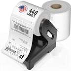 Dasher Products 4x6 Thermal Shipping Labels with Roll Holder, 440 Labels/2 Rolls (220 per Roll), Compatible with Rollo, Zebra, Munbyn, iDPRT, Jadens, Nelko, Dymo 4XL & Most Label Printers, Perforated