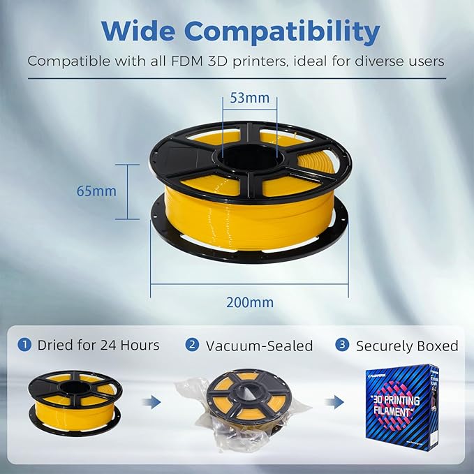 FLASHFORGE ABS Pro Filament 1.75mm Yellow, 3D Printer Filament 1kg (2.2lbs) Spool-Dimensional Accuracy +/- 0.02mm, Hot Deformation Below 90℃, Great for Printing Heat-Resistant Functional Parts