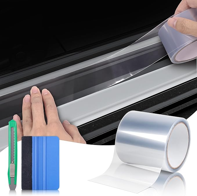Lypumso Clear Vinyl Wrap Tape, Car Door Edge Guard Door Sill Protector, Transparent Paint Protection Film for Most Cars Rearview Mirror Handle Bumper Window Stair (Clear, 4inch x 30ft)