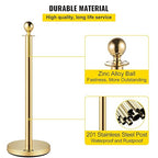 VEVOR Velvet Ropes and Posts 6 Pcs Red Velvet Rope 5 ft, Stanchions Solid Base with Ball Top, Crowd Control Barriers Gold Stanchions, Red Carpet Poles, Crowd Control Ropes and poles for Party Supplies