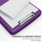 Plastic Clipboard with Storage, 8.5 x 11 Storage Organization Box Side-Opening, Heavy Duty Clip Board with Pen Holder and Paper Folder for Nurses, Teachers, Office & School Supply, Dark Purple