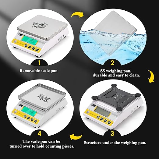 CGOLDENWALL 10kg x 0.1g Digital Precision Electronic Balance Laboratory Lab Scale Industrial Weighing and Counting Scale Table Top Scale g/ct/lb/oz/DWT/tl Multi-Units Switchable (10000g, 0.1g)