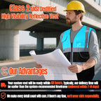 BeautyWill Custom Safety Vest Customized Logo Class 2 High Visibility Reflective Vest with Pockets Construction workwear