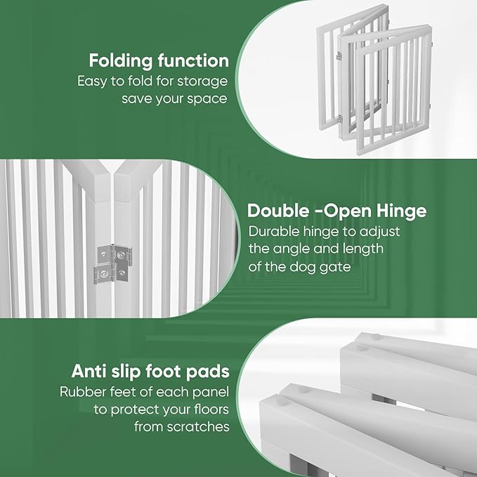 Freestanding Foldable Dog Gate - 4 Panel Room Divider (White)