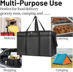 Bodaon 2-Pack Insulated Food Delivery Bag With Hard Bottom, XXXL Pizza Cooler Bags, Rideshare Delivery Bag, Grocery Shopping and Catering, Thermal Cold/Hot Styrofoam Carrier for Travel/Car