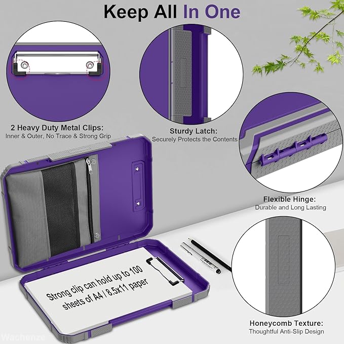 Thicker Clipboard with Storage, Internal Pen Pouch Included, A4 / Letter Size, Toughest Construction Clipboard with Waterproof, Heavy Duty Clip Boards 8.5x11 with High Capacity for Office