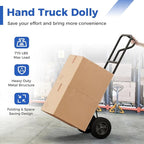 Goplus Hand Truck, P-Handle Hand Truck Dolly w/770LBS Capacity, Vertical Loop Handle, 10” Rubber Wheels, 14.5”x 8.5” Foldable Nose Plate, Heavy Duty Metal Dolly Cart for Lifting, Stairs