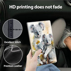 Car Registration and Insurance Holder, Leather Car Glove Box Organizer, Cool Car Accessories for ID, Driver's License Cards & Essential Document,business cards,Men&Women,Cute Three Bear