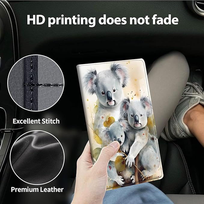 Car Registration and Insurance Holder, Leather Car Glove Box Organizer, Cool Car Accessories for ID, Driver's License Cards & Essential Document,business cards,Men&Women,Cute Three Bear