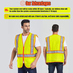 BeautyWill Custom Safety Vest Customized Logo Class 2 High Visibility Reflective Vest with Pockets Construction workwear