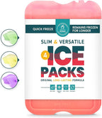 Healthy Packers Reusable Ice Packs for Lunch Boxes - Long Lasting Slim Freezer Packs, Thin Non-Toxic BPA-Free Hard Gel Ice Blocks for Coolers, Kids & Adults Lunch Bags, Travel, Camping, Food Storage