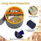 4" x 50' Deck Joist Tape, 2 Pack Waterproof Seal Butyl Deck Tape, Weather Resistance Self-Adhesive Flashing Tape for Wood Joists and Beams