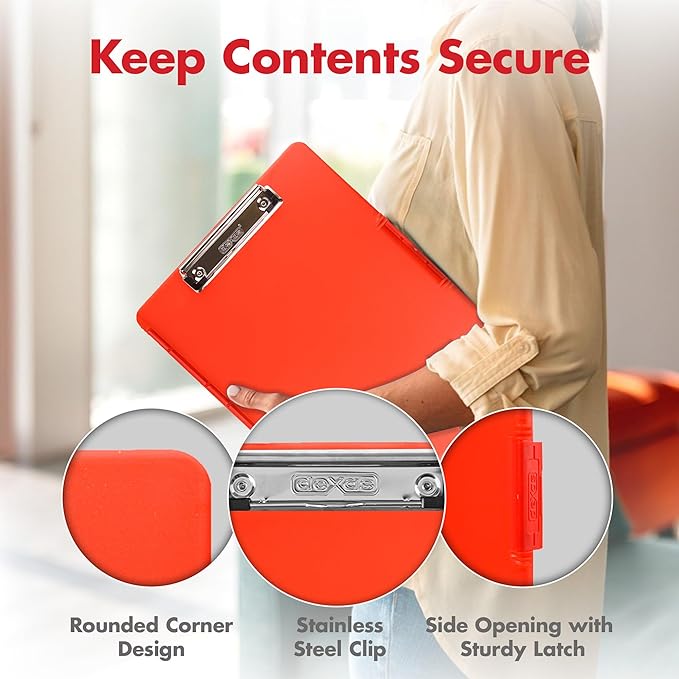 Dexas Slimcase 2 Plastic Clipboard with Storage and Side Opening