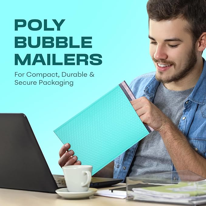 Teal Small Poly Bubble Mailers 6x10 inch #0 | Self Seal Padded Envelopes | Cushioned Bubble Mailer | Usable Size 6x9 | WaterProof | Lightweight mailing Shipping Bags | 500 Pack Bulk