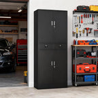 BESFUR 71“H Metal Storage Cabinet with 2 Lockable Drawers and 2 Lockable Doors, Garage Cabinet with 2 Adjustable Shelves, Locking Cabinet for Garage, Office, Classroom - Black