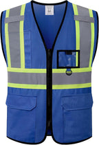 Hi Vis Reflective Safety Vest for Men Women with Multiple Pockets Mesh High Visibility Construction Work Vest,Meets ANSI/ISEA Standards(EK1-178-Blue-M)