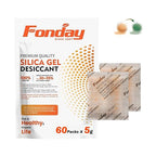 5g x 60 packs Fonday Rechargeable Silica Gel Desiccant Packets Food Grade Fast Reactivate Desiccant Bags Moisture Indicating Orange to Green