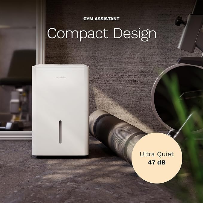 hOmeLabs Dehumidifier - Advanced Humidity & Moisture Control, Quiet, Efficient, Auto Shut-off, Ideal for Home, Basement, Office - 3,500 Sq Ft Wi-Fi (25 Pint MAX 64 Pint at 95°F, 90% RH)