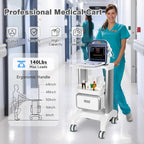 Medical Trolley Mobile Ultrasound Cart 135 LBS Load Professional Portable Storage Cart with 4 Silent Wheels Tray for Hospital Dental Clinic Beauty Salon Office Bedroom