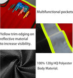 Safety Vest Customize Logo with 5 Pockets & Zipper Reflective High Visibility Vest Class 2 Outdoor Workwear