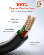 VEVOR 75 FT RV Extension Cord, 30 Amp, 125V 2500W Heavy Duty STW 10/3 Gauge Wire, NEMA TT-30P Male NEMA TT-30R Female Plug, with LED Power Indicator, Handle, 15A Adapter, for RV Trailer, ETL Listed