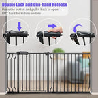 Extra Wide Baby Gate 85.8-104.5 Inch, Pressure Mounted No Drilling, for Stairs & Doorways, Metal Black Indoor Safety Gate for Kids and Dogs