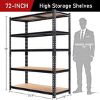 72" H Storage Shelves,Storage Shelves Heavy Duty,2400LBS Metal Shelving Units,Adjustable Garage Shelving Heavy Duty for Garage Storage,Warehouse,16"x35.5"x72",2 Pack