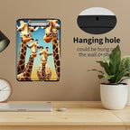 A4 Clipboards,Heavy Duty Waterproof Nursing Plastic Folder Clipboard with Storage Clip Boards,File Folder Storage Box Clipboard Case for Teacher,Doctor,Offices,Giraffe