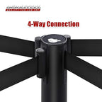 DuraSteel Black Crowd Control Barriers Stanchions with Retractable Belts - Metal Stanchion Posts w/ 6.5ft Black Retractable Barrier Belt Ropes - Queue VIP Safety Line Dividers - Set of 6 Stantions