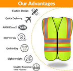 BeautyWill Custom Safety Vest Logo Class 2 High Visibility Reflevtive Vest Outdoor Protective Workwear