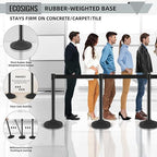 ECOSlGNS 6 Pack Commercial-Grade Stanchions with Retractable Belts - Black Stanchion Posts Set Crowd Control Barriers 10ft Line Dividers with Weighted Rubber Base & Sign Holders for Queue Management