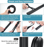 3FT PVC Cord Hider, Black Floor Cord Protector with 0.7 x 0.4 Inch Extension, Soft Wire Covers