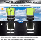 BeautyWill Custom Safety Vest Logo Class 2 High Visibility Reflevtive Vest Outdoor Protective Workwear