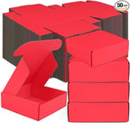 Small Shipping Boxes, 50 Pack Cardboard Box Corrugated Mailer Boxes Small Corrugated Boxes For Shipping Packaging Craft Gifts Giving Products, 6 x 4 x 1.6 Inches (Red)