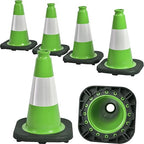 6 Pack 12" Inch Green PVC Traffic Cones with Heavy-Duty Base, High-Visibility All-Weather Safety Cones for Road Construction, Parking Lot, and Garage Use (6, Green, 12" Small)