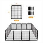 Doorless Dog Digging Fence Barrier,48in(H) 12 Panels Total 26.6 Ft(L), Black Metal Fencing for Yard 4ft Tall, Dog Fence Outdoor for Yard, Fencing for Garden Beds, Garden Fences Border