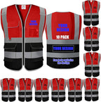 BeautyWill Custom Safety Vest Customized Logo Class 2 High Visibility Reflective Vest with Pockets Construction workwear