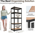 HOMEDANT House 5 Tier Laminated Metal Shelving Unit Adjustable Storage Utility Rack Heavy Duty Shelves Organization Multipurpose Shelf Kitchen Garage Pantry Closet (2, (S) 24.4" W, Black)