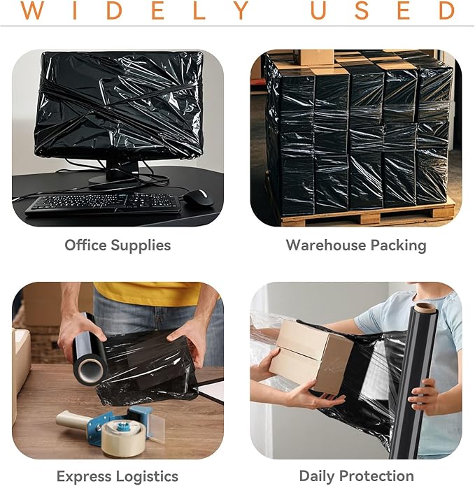 ADAYM 18" x 1500' Stretch/Shrink Wrap Roll - Plastic Wrap for Moving, Heavy Duty 80 Gauge, 600% Stretch for Packing, Pallets, Shipping&Furniture Protection with Handles